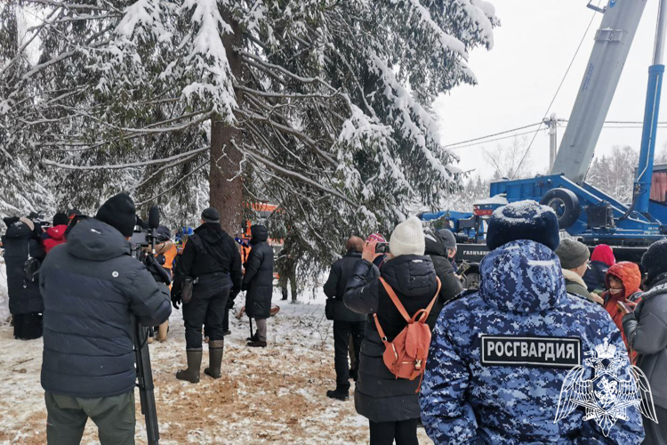Сотрудники Росгвардии обеспечили правопорядок во время подготовки главной новогодней ели страны